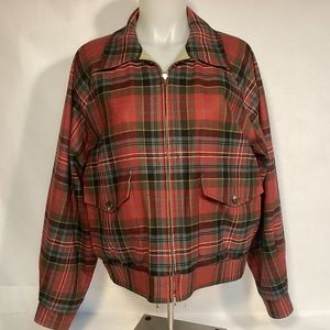 Ralph Lauren womens plaid wool jacket size large reversible to Tan jacket